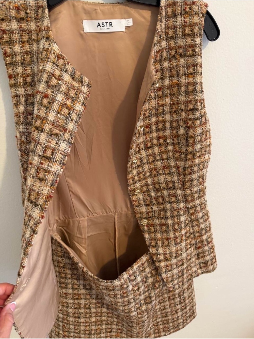 ASTR Multicolor Tweed Jacket with Gold Button Detail - Picture 4 of 5